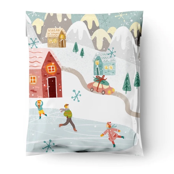 2 SETS LEFT🏠🛷20 Winter Village Poly Mailers 10 x 13 inch - Picture 2 of 6